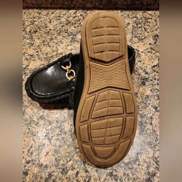 Toddler Black Leather Loafers, Size 27 - Picture 3 of 9